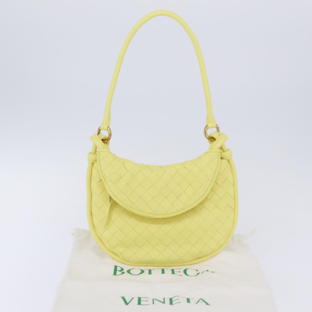 BOTTEGA VENETA INTRECCIATO Shoulder Bag Leather Yellow Gold Auth 203203V