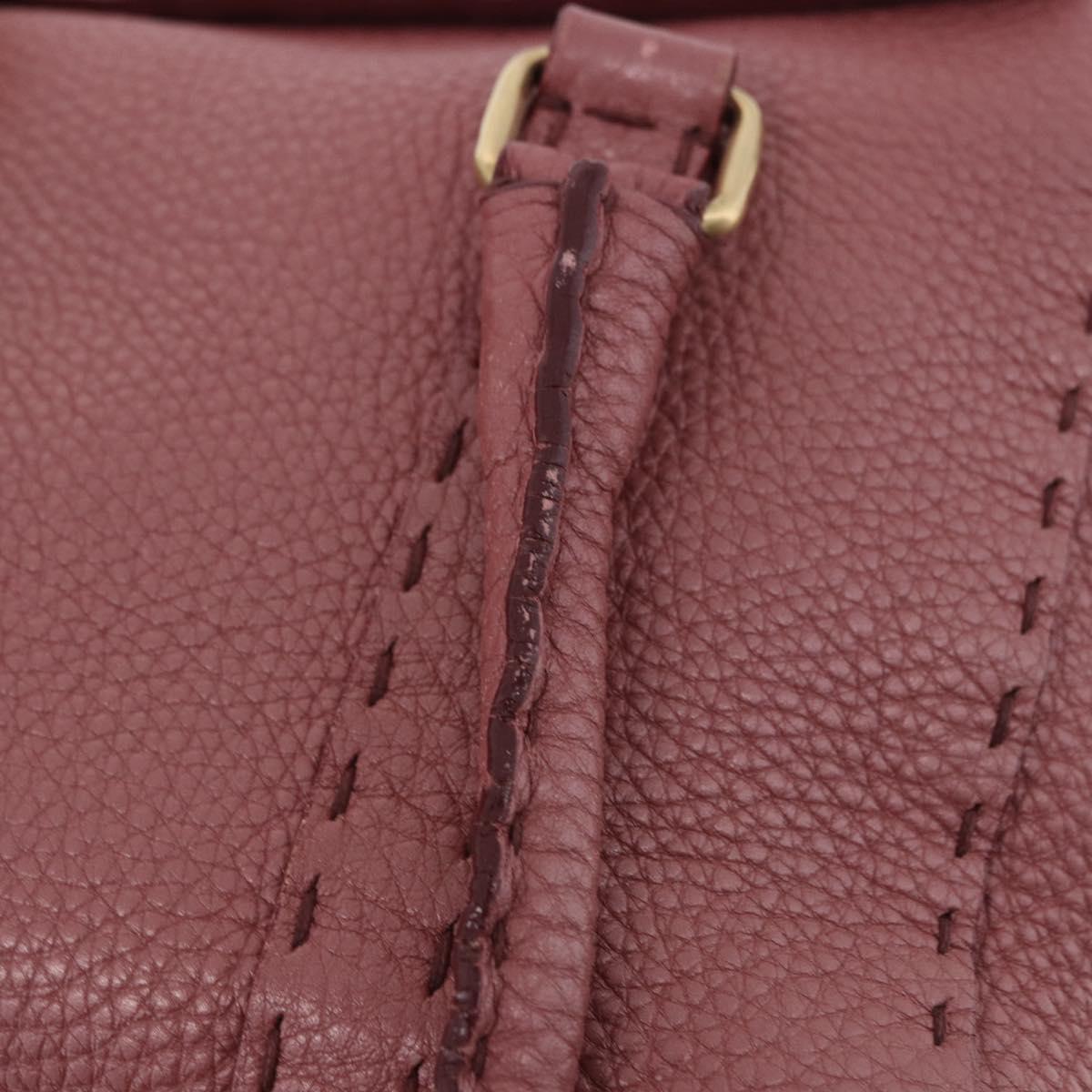FENDI Celeria Tote Bag Leather Pink Gold Auth 203204