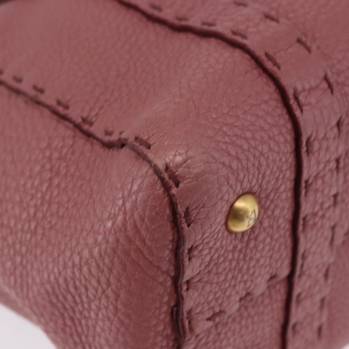 FENDI Celeria Tote Bag Leather Pink Gold Auth 203204