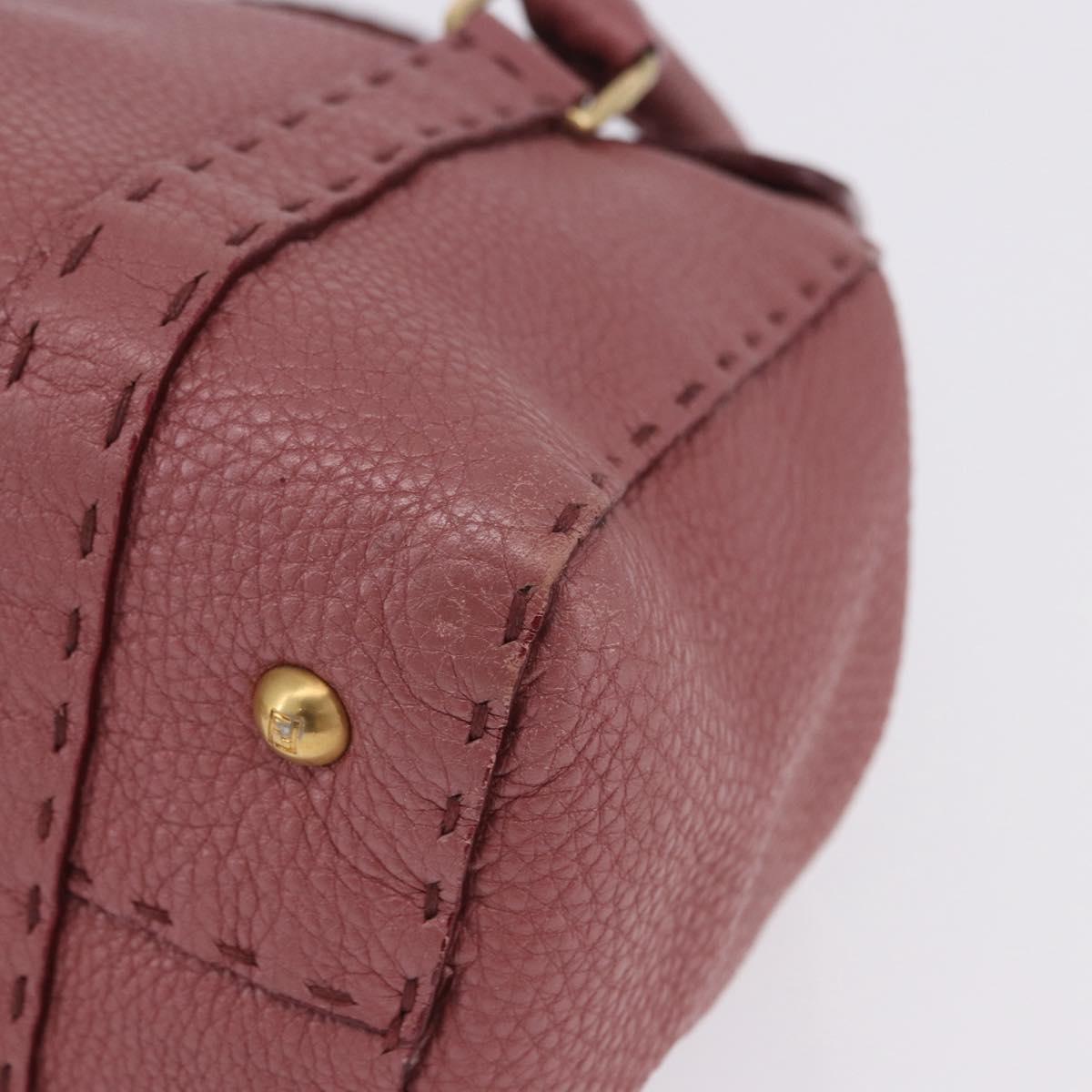 FENDI Celeria Tote Bag Leather Pink Gold Auth 203204