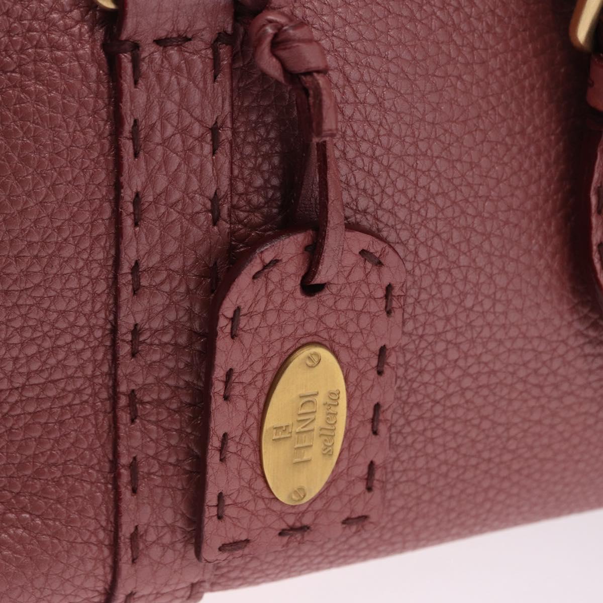 FENDI Celeria Tote Bag Leather Pink Gold Auth 203204