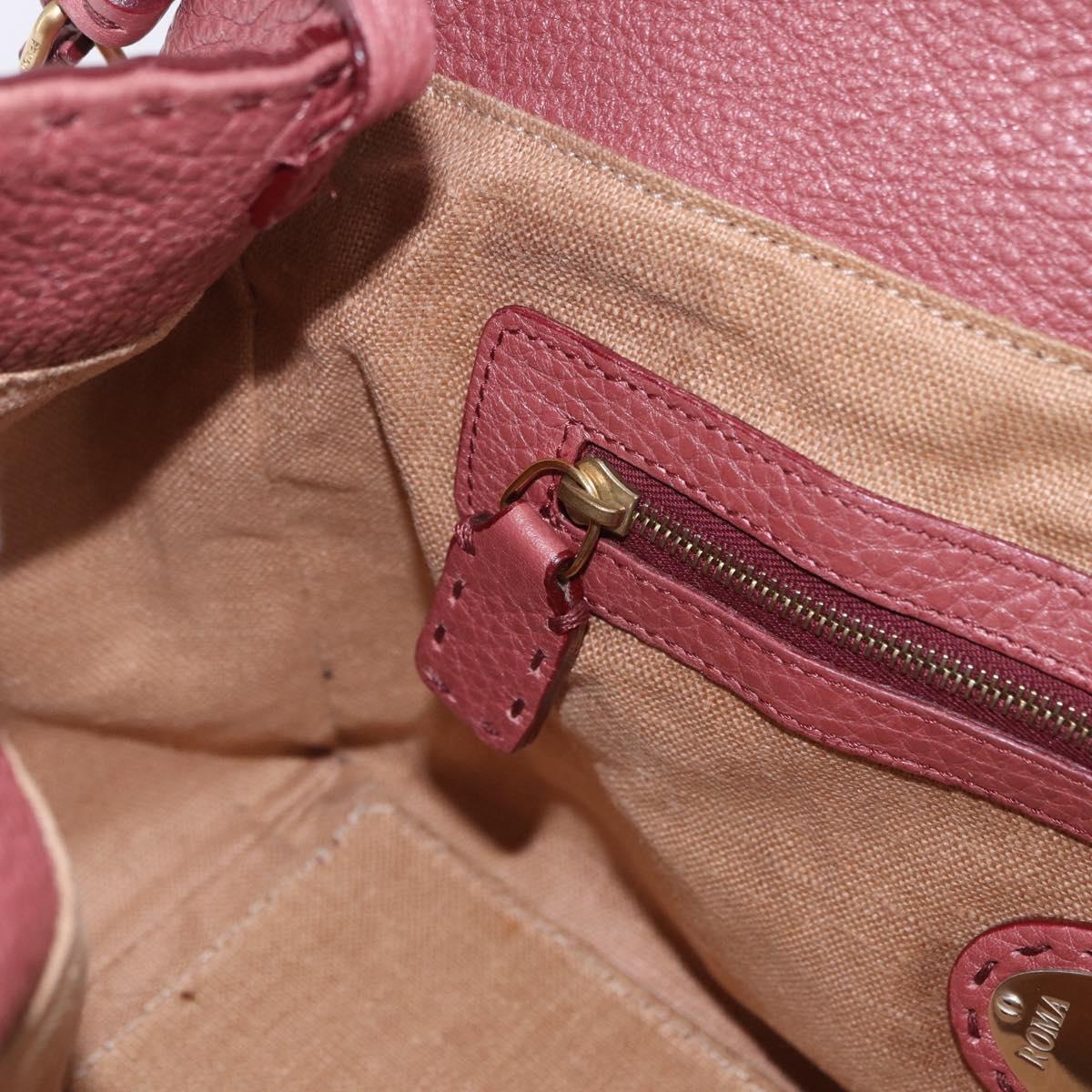 FENDI Celeria Tote Bag Leather Pink Gold Auth 203204
