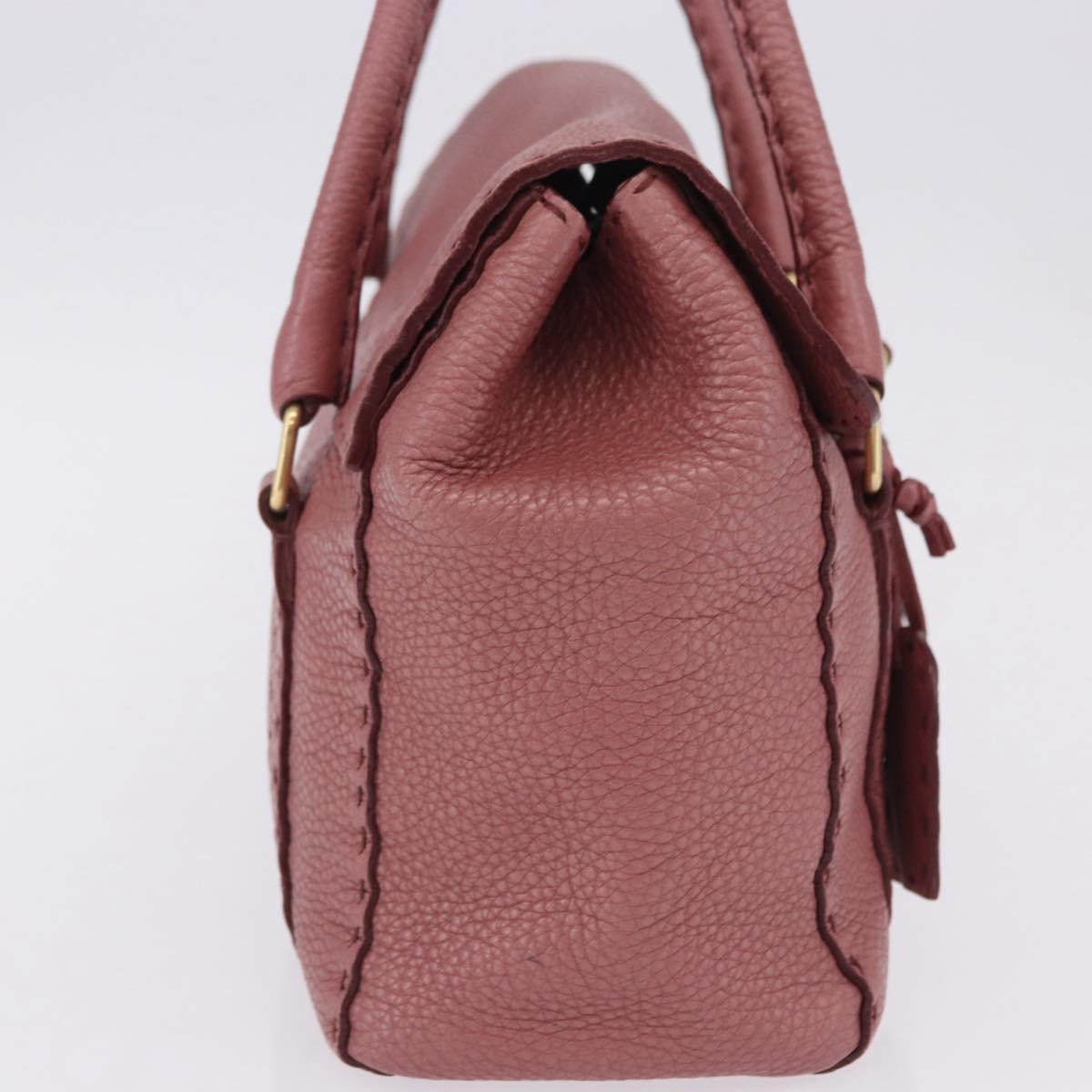 FENDI Celeria Tote Bag Leather Pink Gold Auth 203204