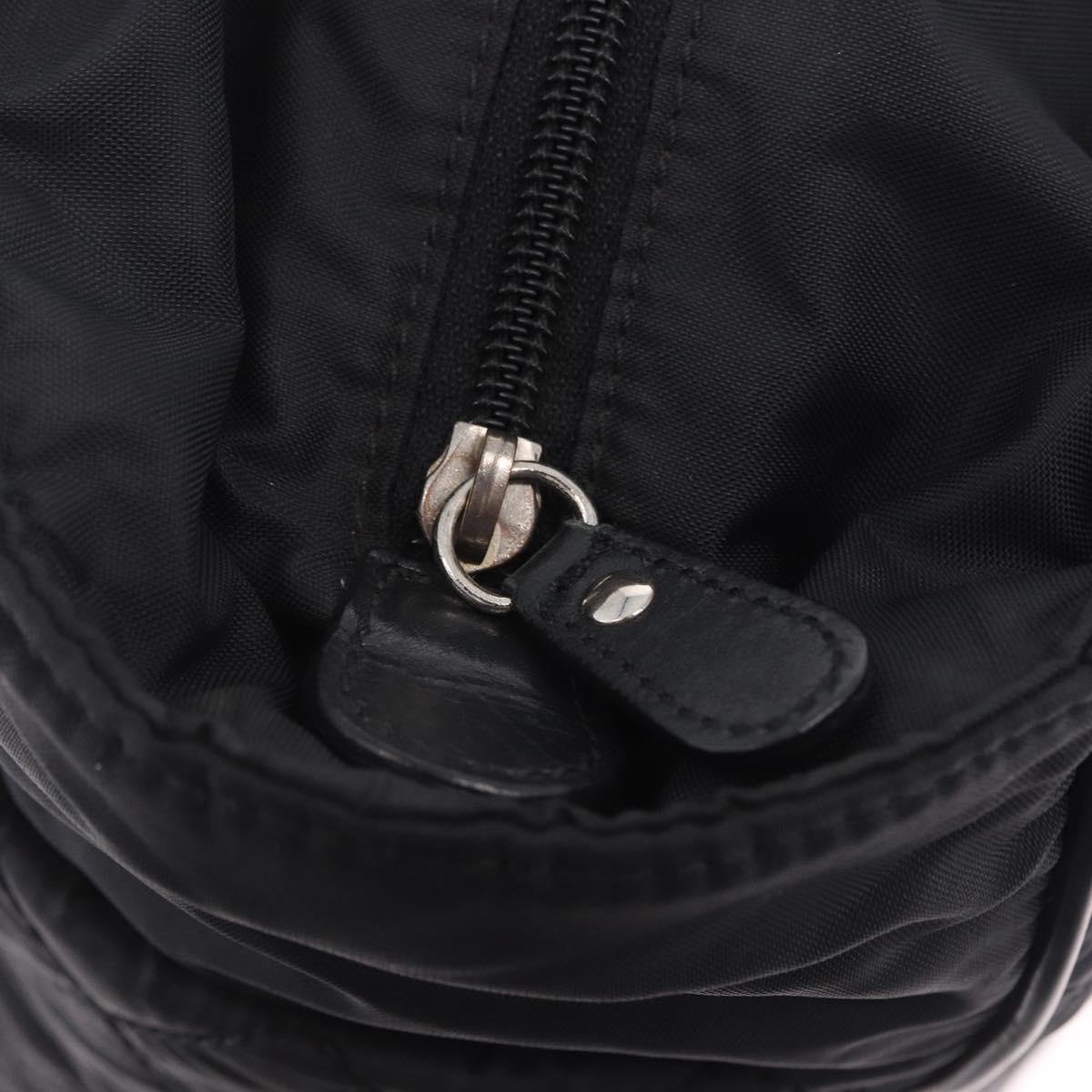 CHANEL Paris New York Line Matelasse Tote Bag Nylon Black Silver CC Auth 203206A