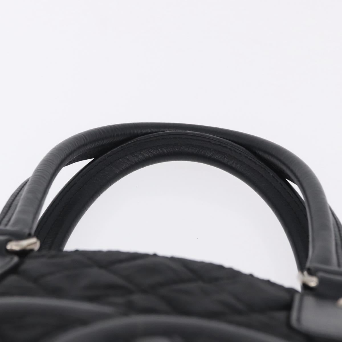 CHANEL Paris New York Line Matelasse Tote Bag Nylon Black Silver CC Auth 203206A