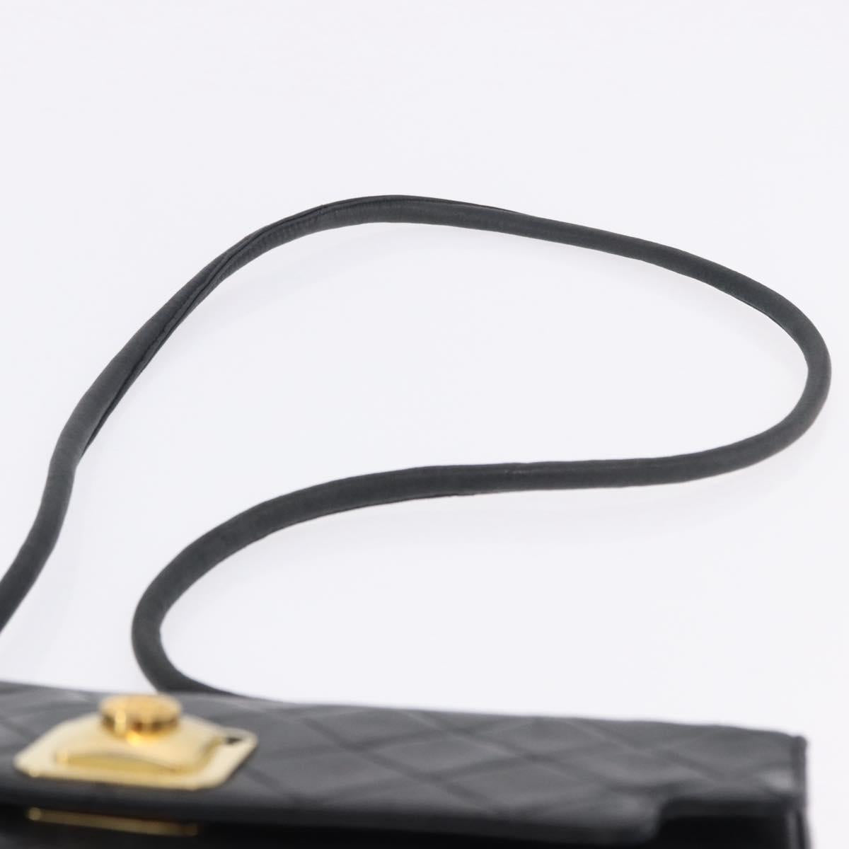 CHANEL Matelasse Shoulder Bag Lamb Skin Black Gold CC Auth 203208