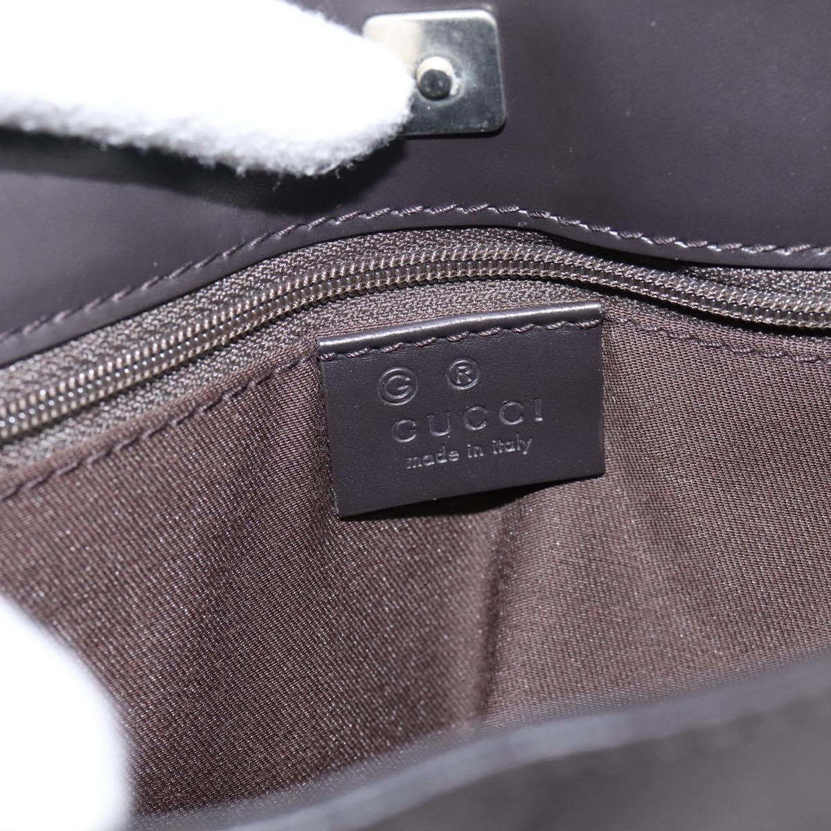 GUCCI GG Canvas Shoulder Bag outlet Dark Brown Silver 143745 Auth 203209A