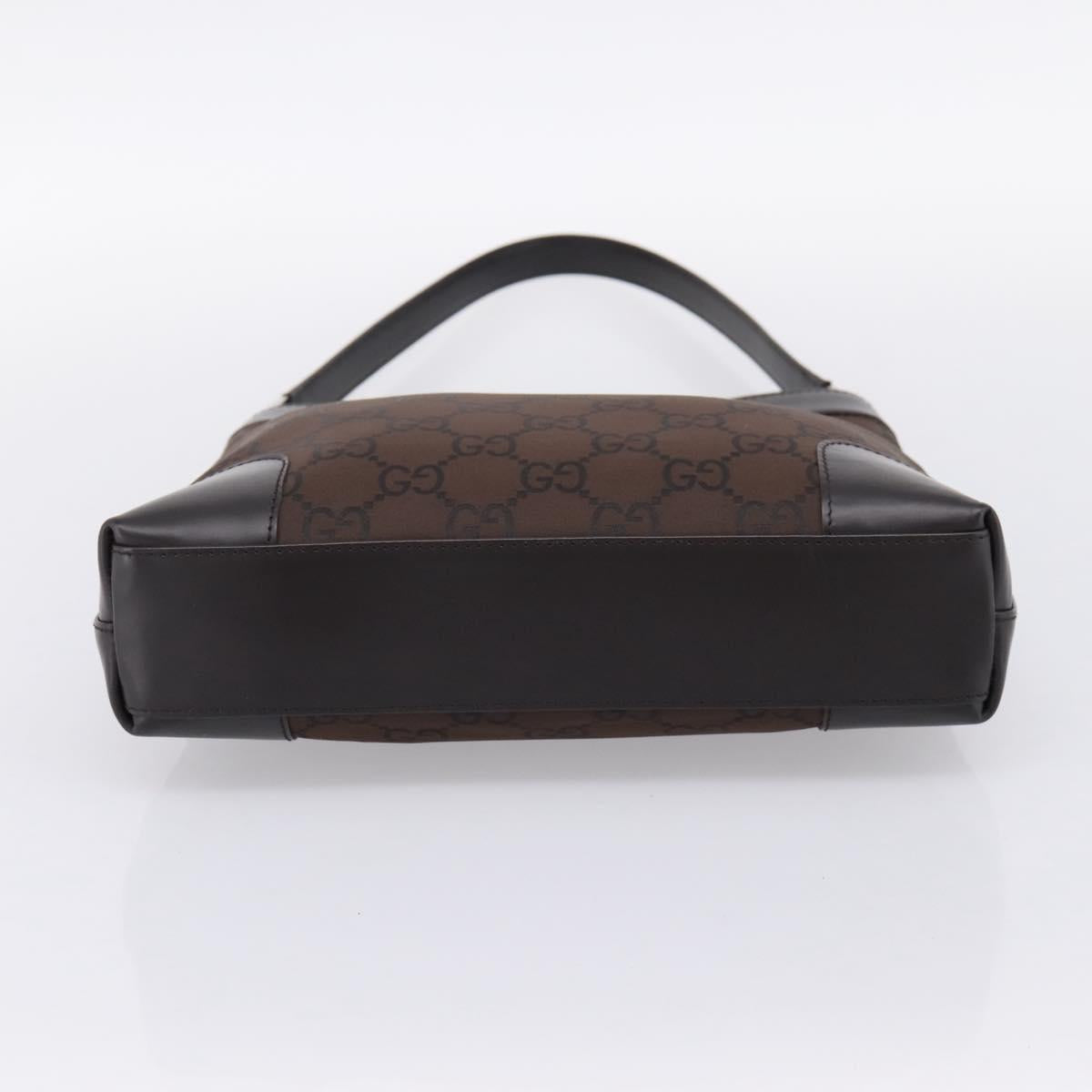 GUCCI GG Canvas Shoulder Bag outlet Dark Brown Silver 143745 Auth 203209A