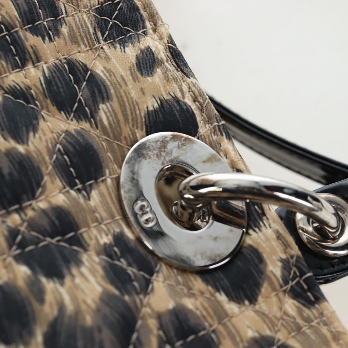Christian Dior Canage Canage Hand Bag Nylon 2way Beige Silver Auth 203210V