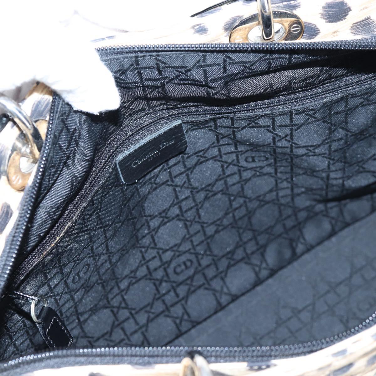 Christian Dior Canage Canage Hand Bag Nylon 2way Beige Silver Auth 203210V