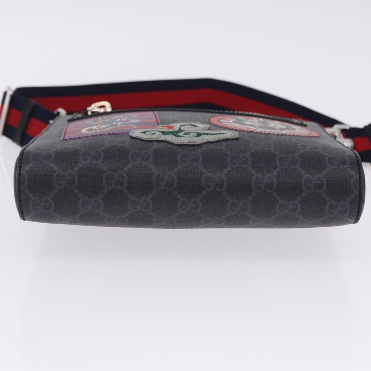 GUCCI GG Supreme Sherry Line Shoulder Bag PVC Black Silver 547751 Auth 203212M