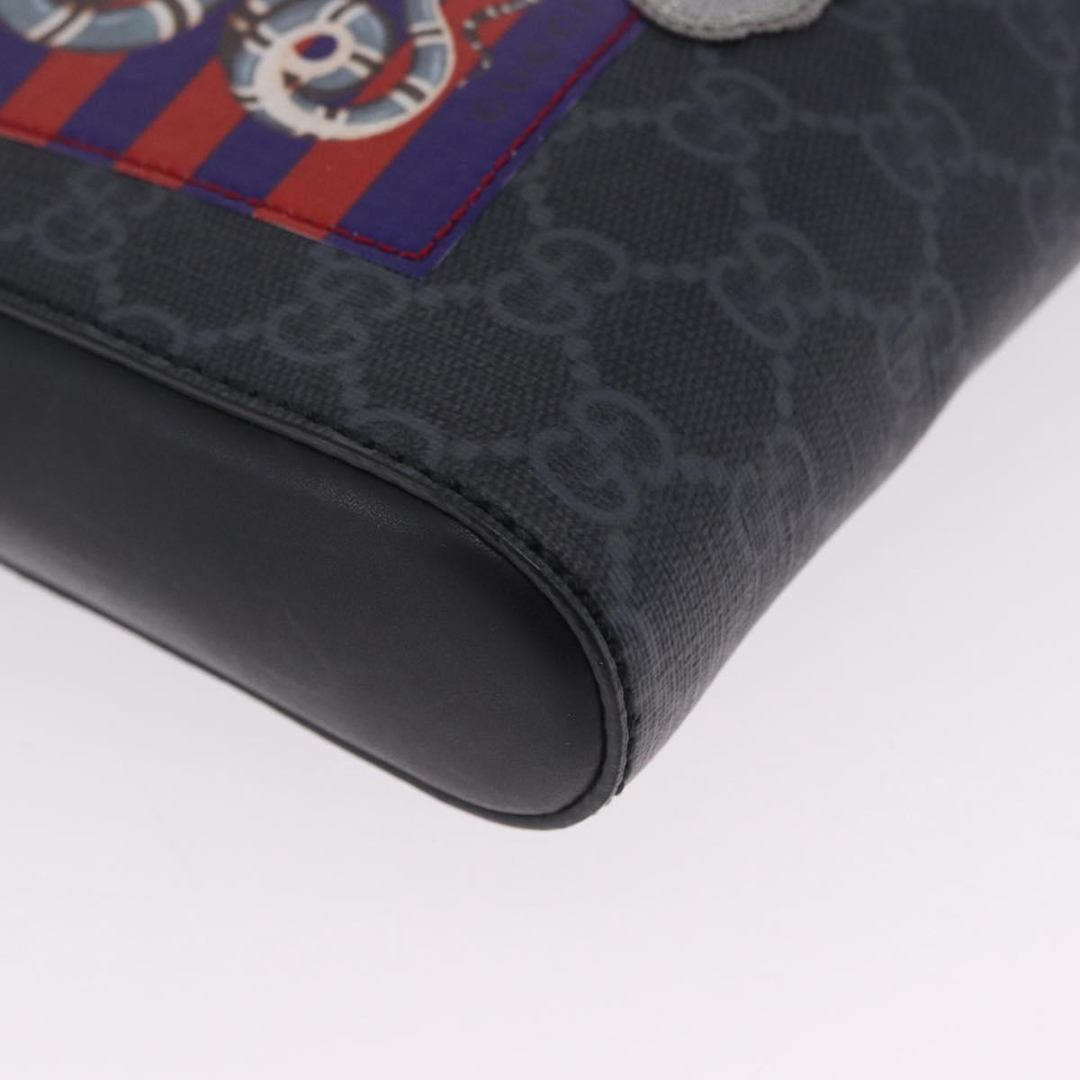 GUCCI GG Supreme Sherry Line Shoulder Bag PVC Black Silver 547751 Auth 203212M