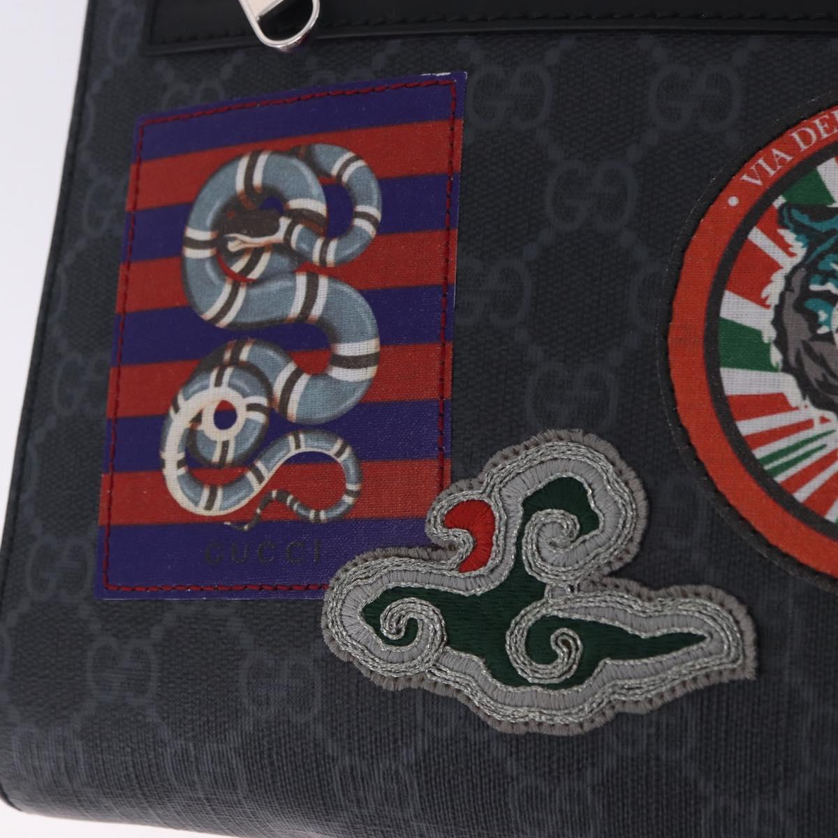 GUCCI GG Supreme Sherry Line Shoulder Bag PVC Black Silver 547751 Auth 203212M