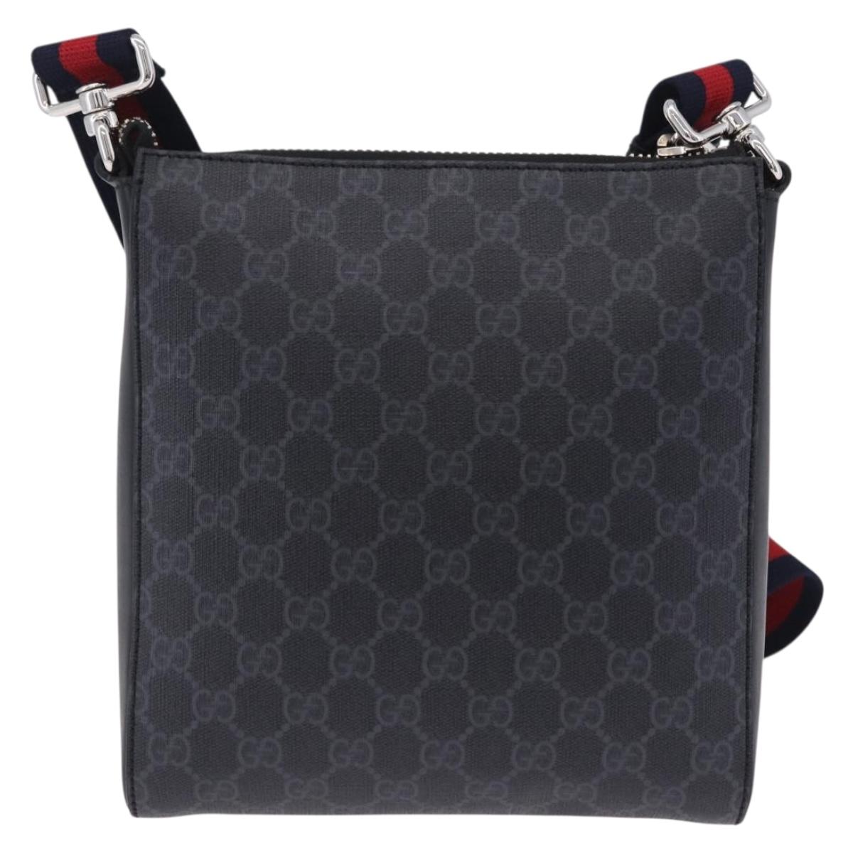 GUCCI GG Supreme Sherry Line Shoulder Bag PVC Black Silver 547751 Auth 203212M