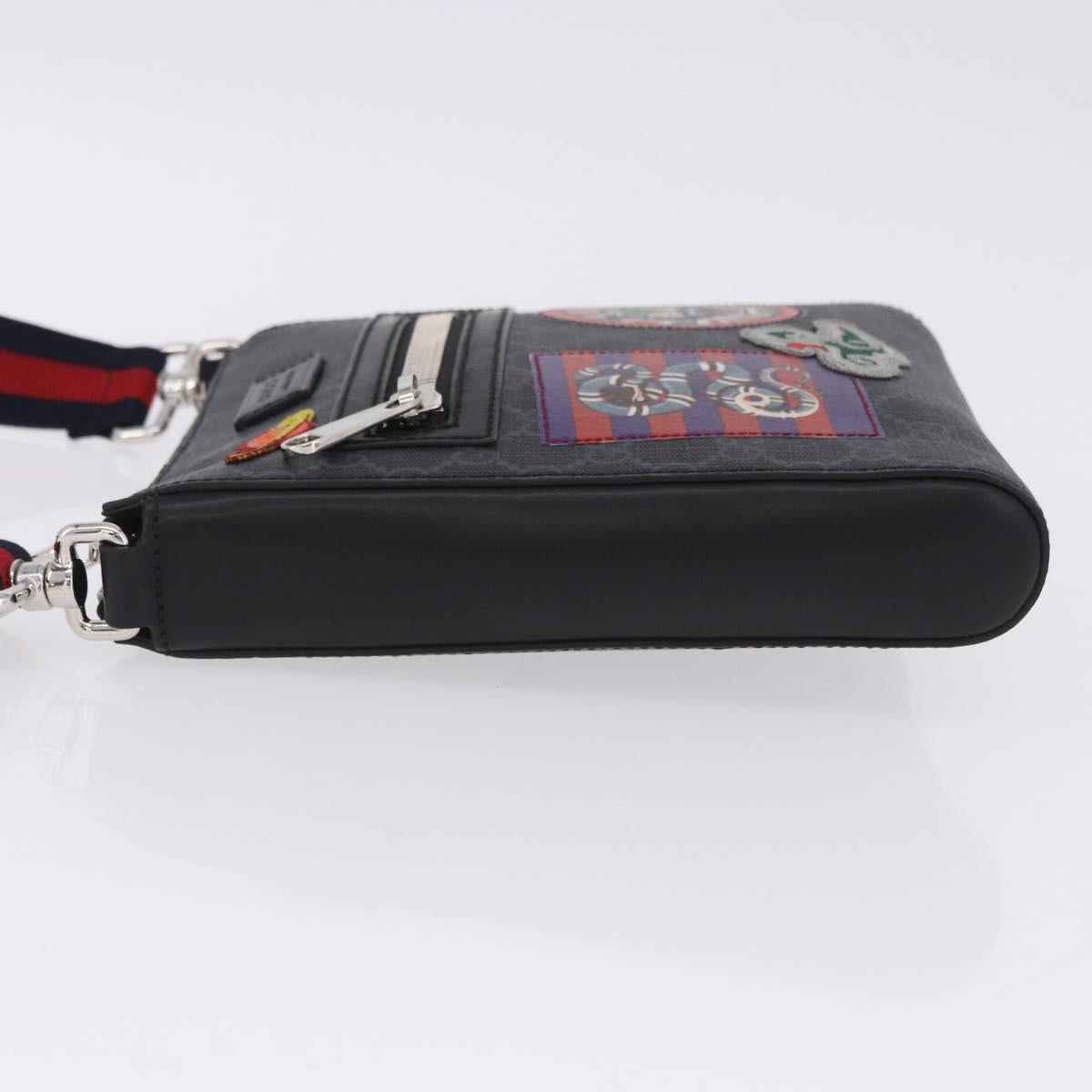 GUCCI GG Supreme Sherry Line Shoulder Bag PVC Black Silver 547751 Auth 203212M