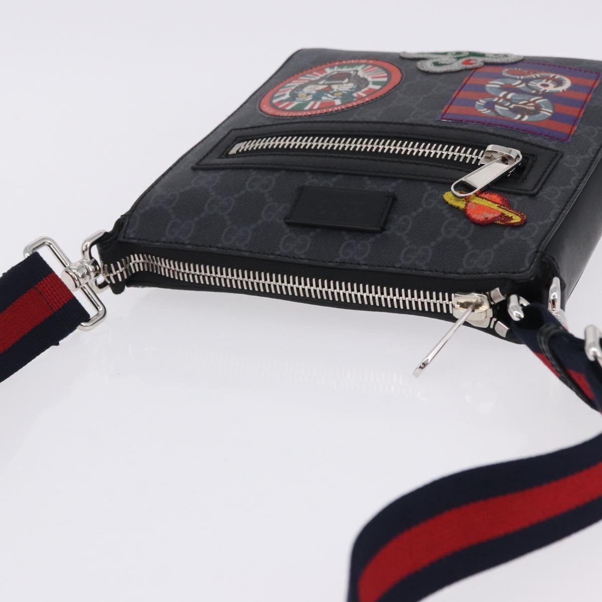GUCCI GG Supreme Sherry Line Shoulder Bag PVC Black Silver 547751 Auth 203212M