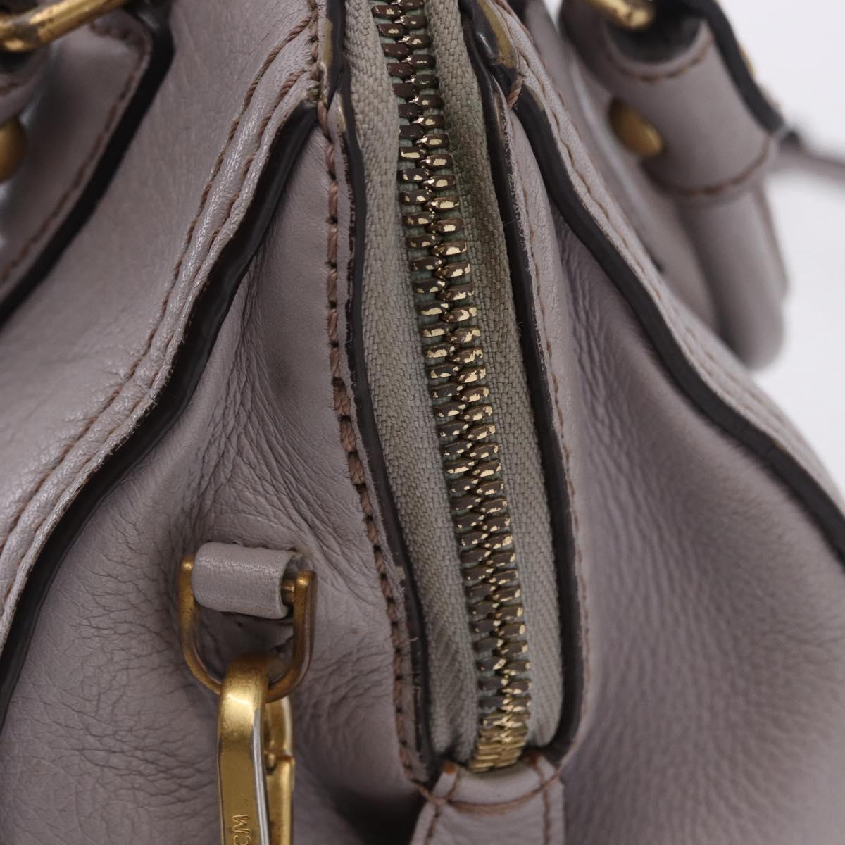 MCM Hand Bag Leather 2way Gray Gold Auth 203213