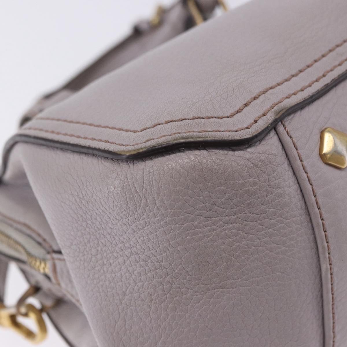 MCM Hand Bag Leather 2way Gray Gold Auth 203213