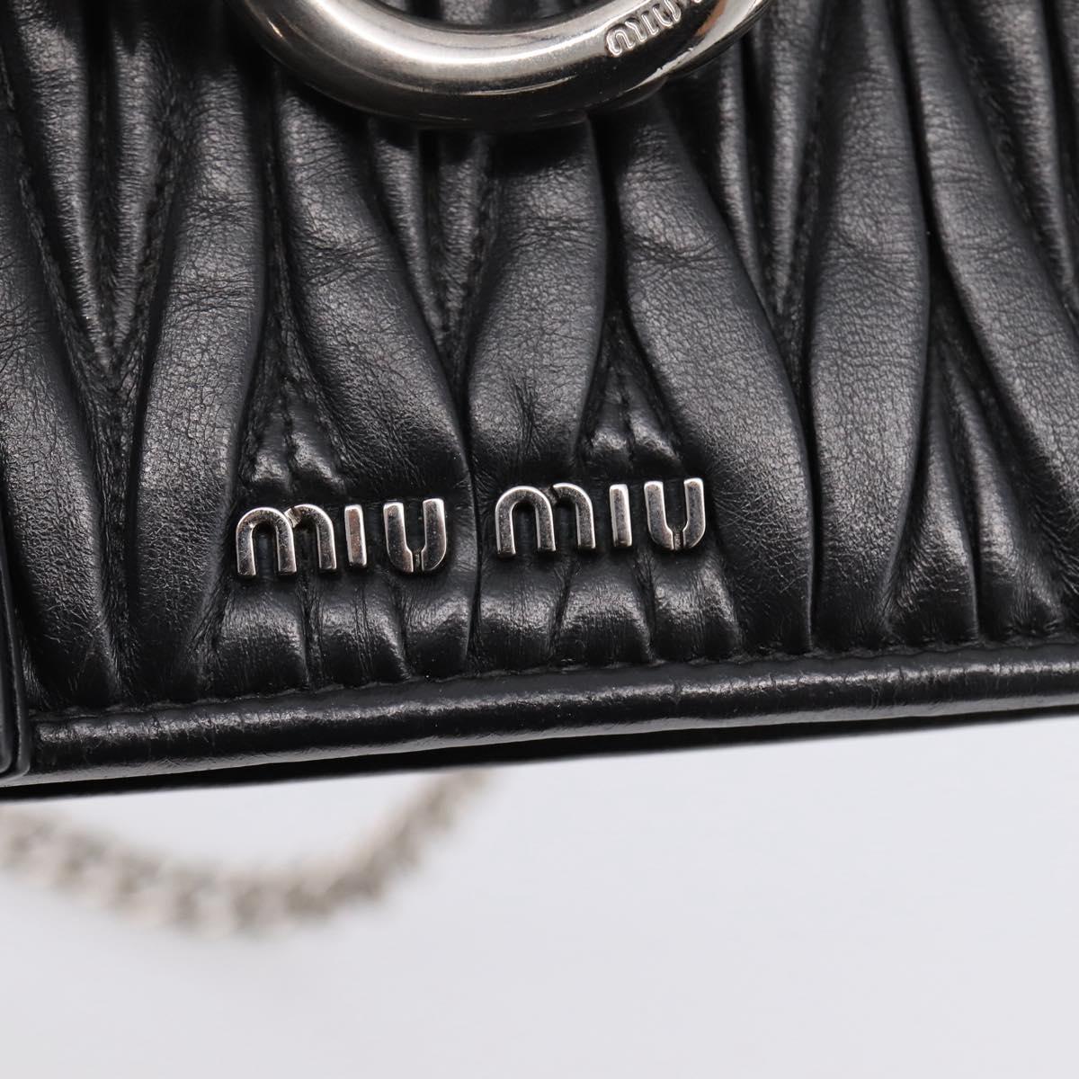 Miu Miu Matelasse Chain Shoulder Bag Leather Black Silver Auth 203216V