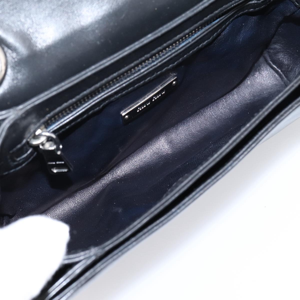 Miu Miu Matelasse Chain Shoulder Bag Leather Black Silver Auth 203216V