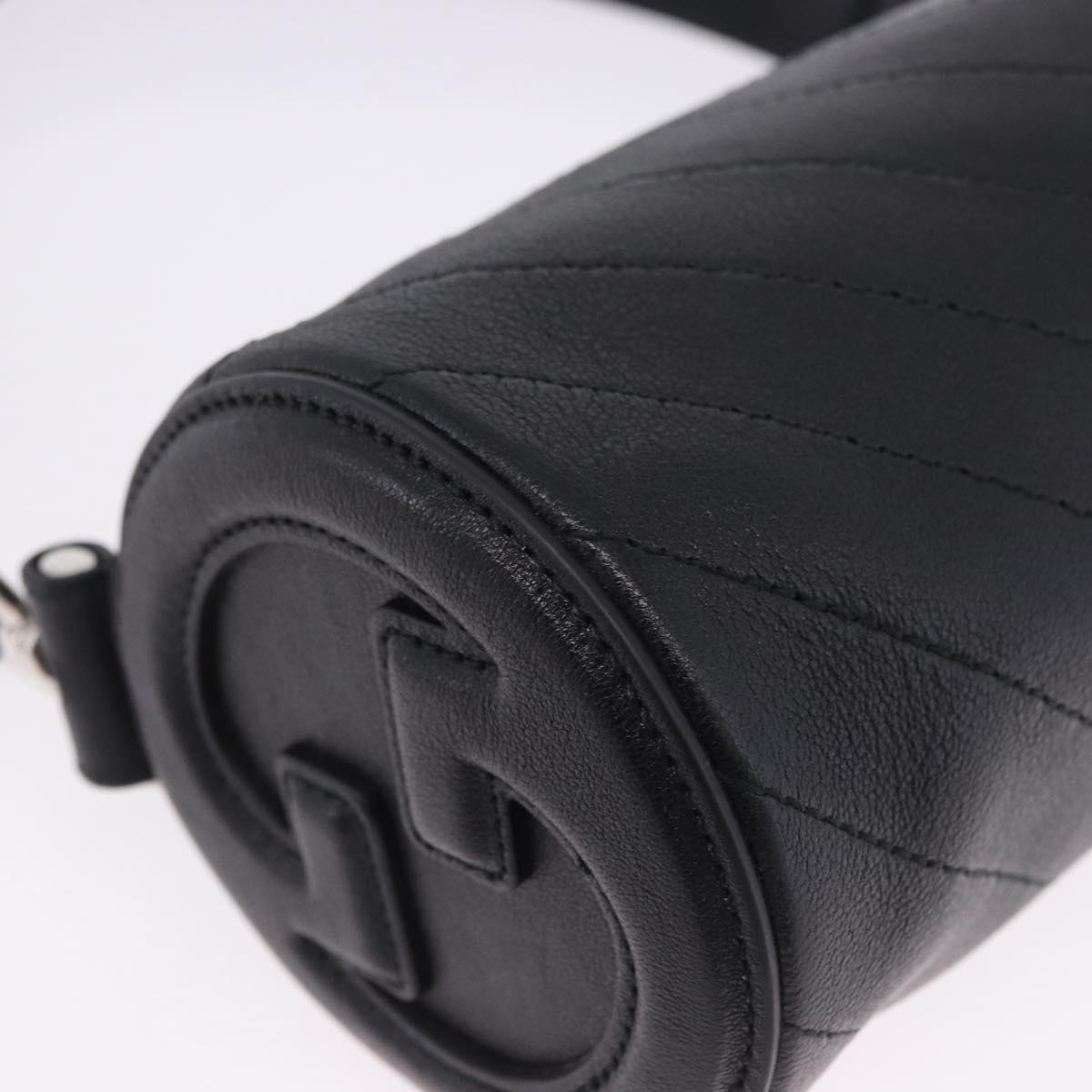 GUCCI Shoulder Bag Leather Black Silver 760170 Auth 203217V