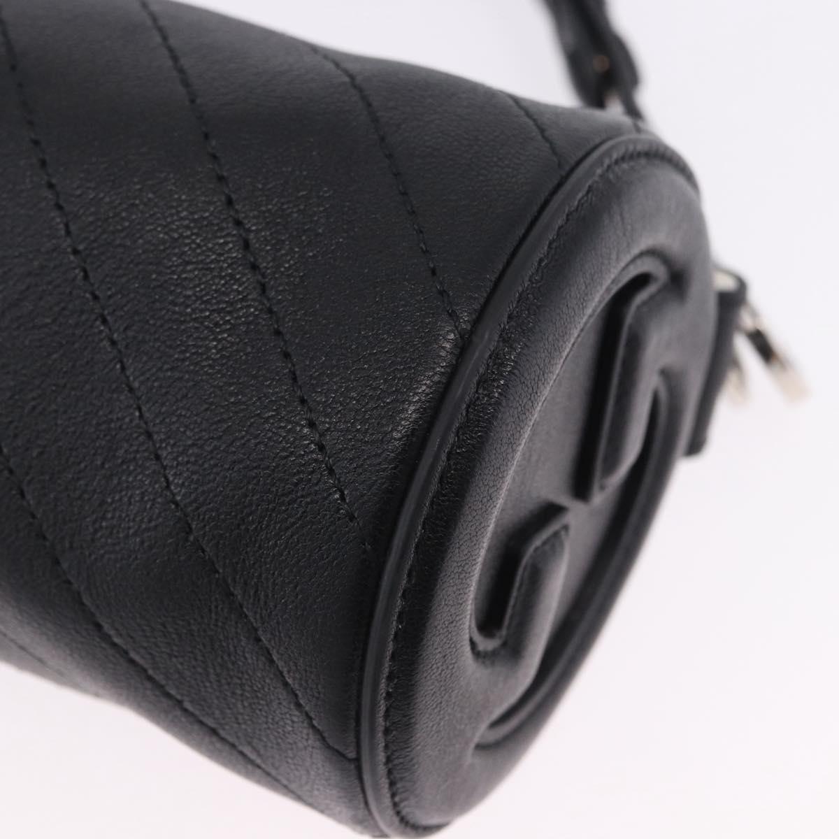 GUCCI Shoulder Bag Leather Black Silver 760170 Auth 203217V