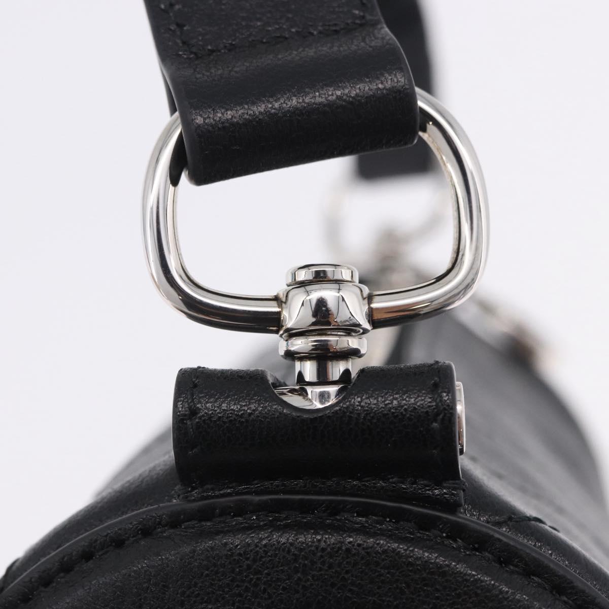 GUCCI Shoulder Bag Leather Black Silver 760170 Auth 203217V