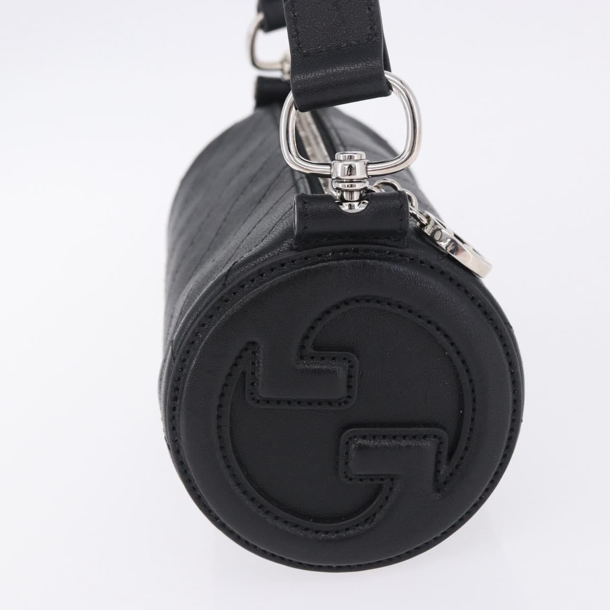 GUCCI Shoulder Bag Leather Black Silver 760170 Auth 203217V