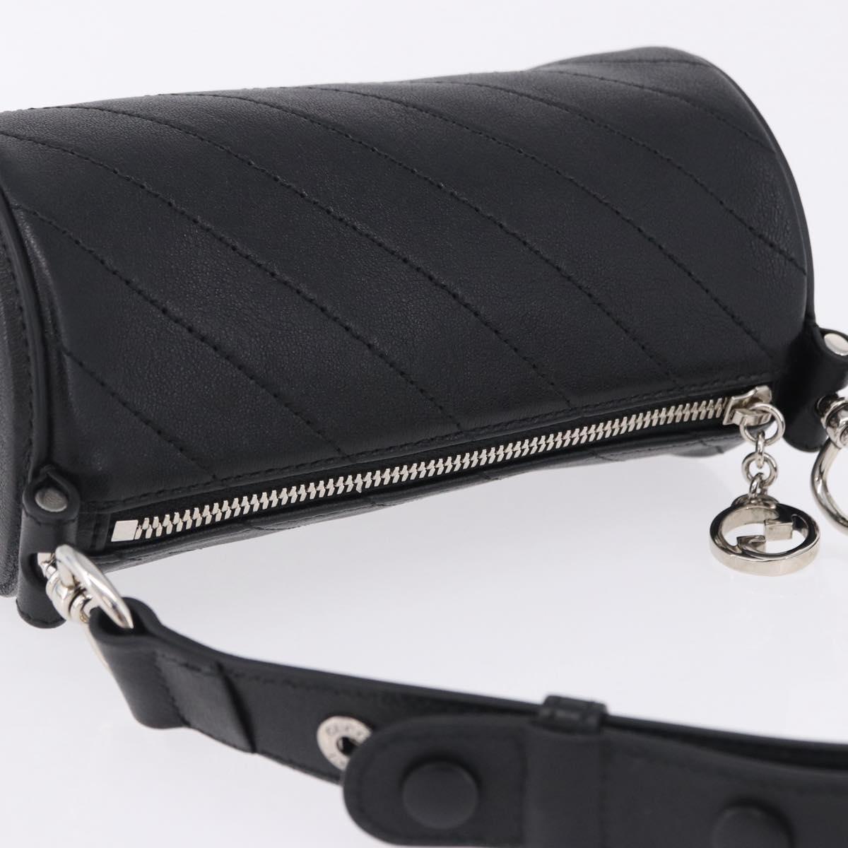 GUCCI Shoulder Bag Leather Black Silver 760170 Auth 203217V