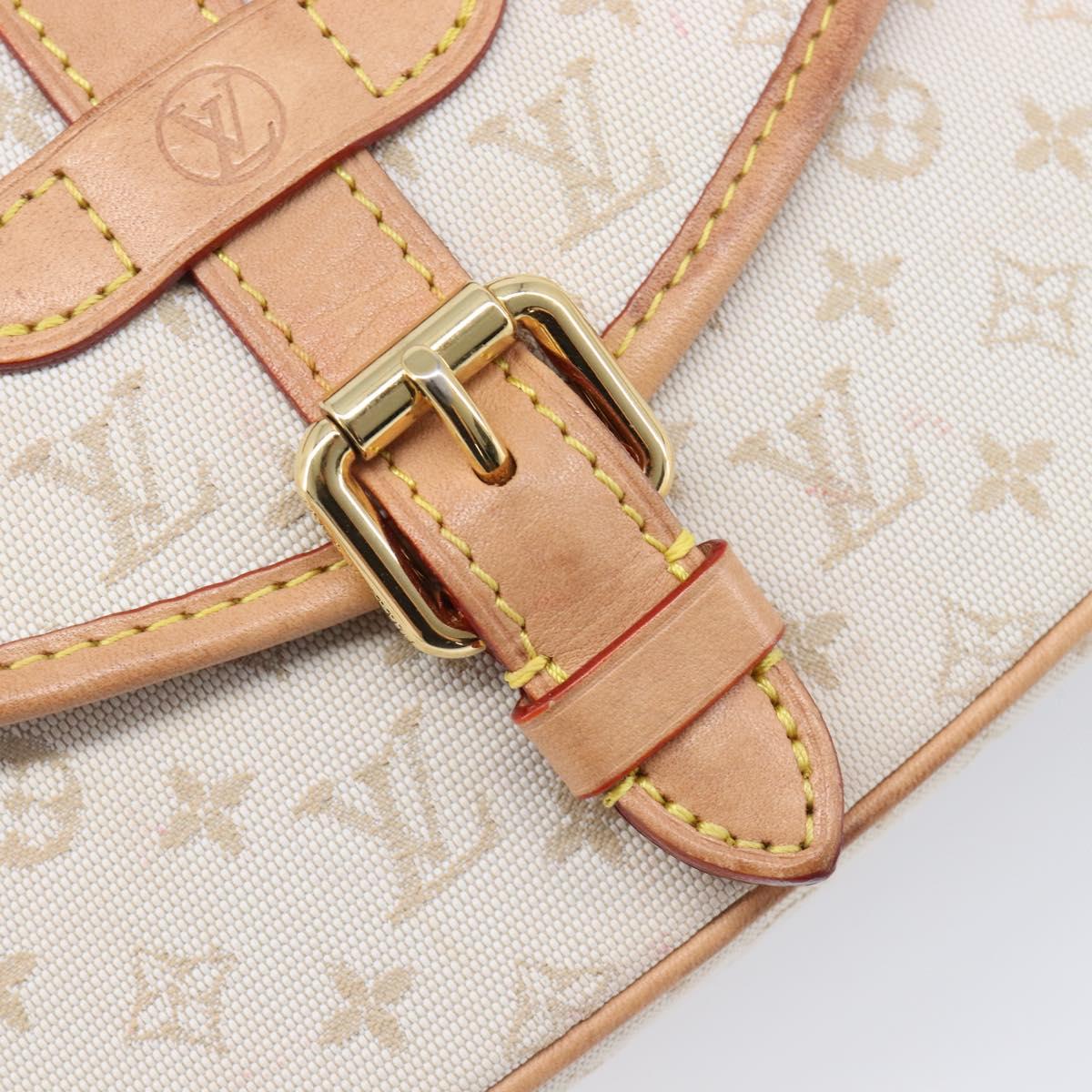 LOUIS VUITTON Monogram Mini Lin Saumur BB Bag White M12327 LV Auth 203218V