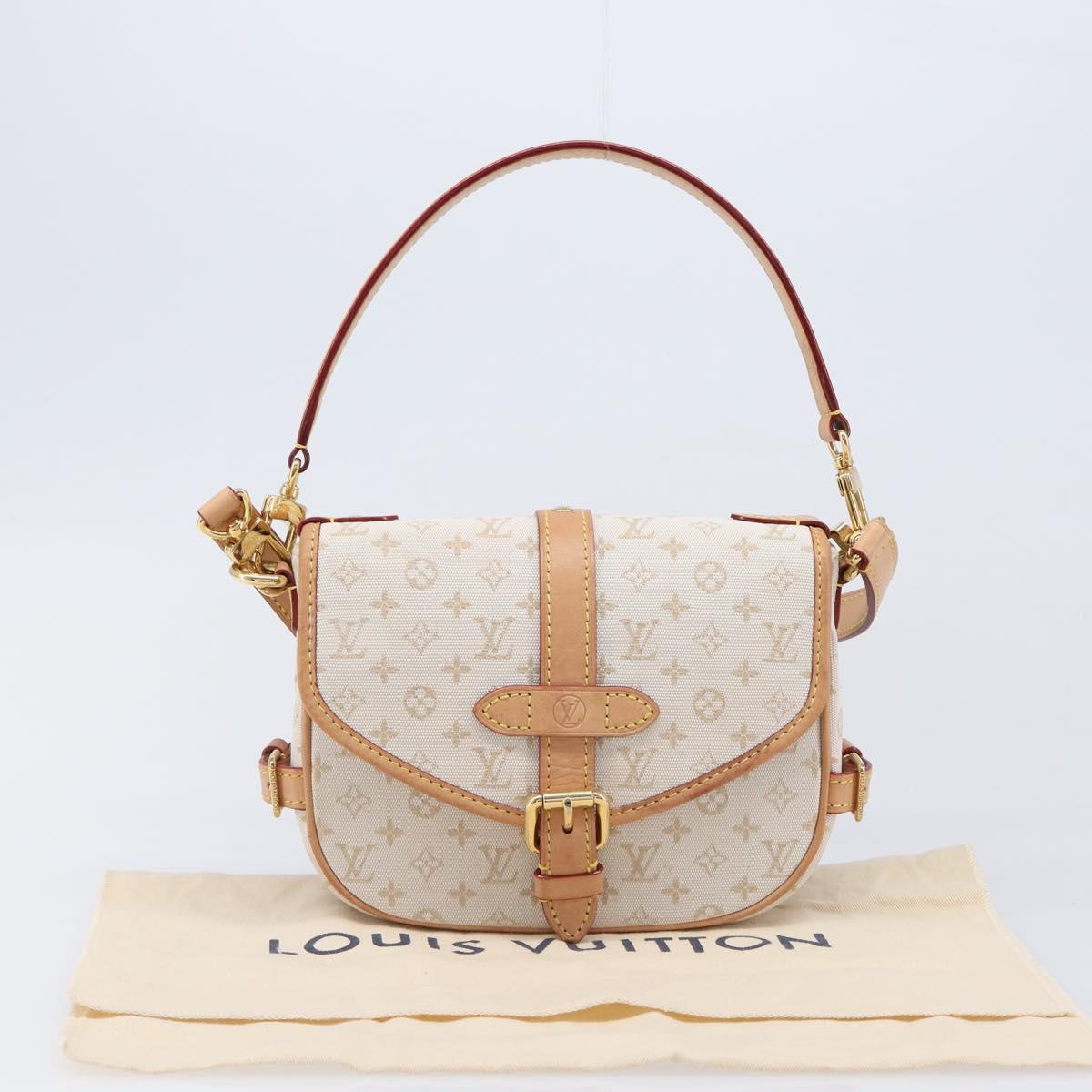 LOUIS VUITTON Monogram Mini Lin Saumur BB Bag White M12327 LV Auth 203218V
