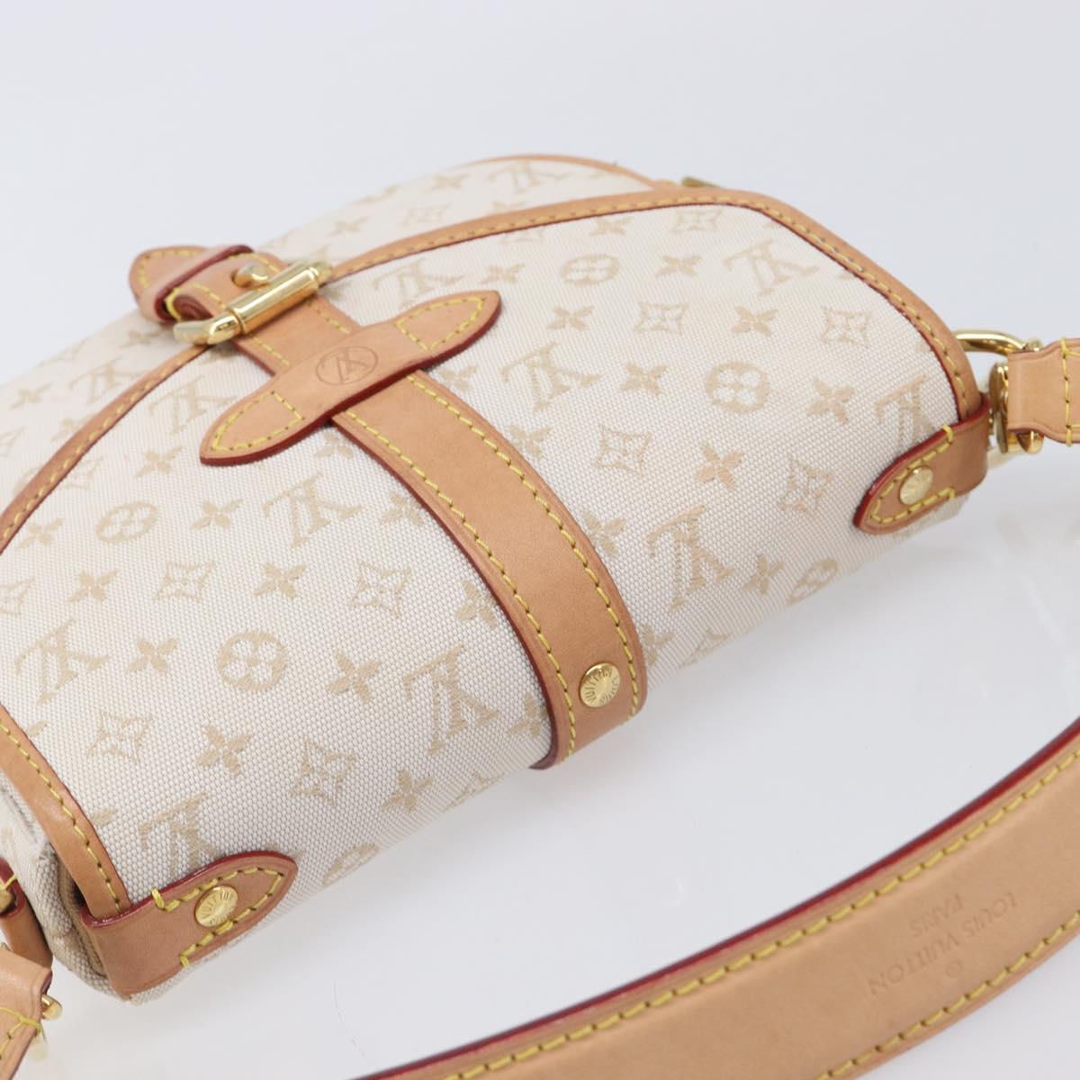 LOUIS VUITTON Monogram Mini Lin Saumur BB Bag White M12327 LV Auth 203218V