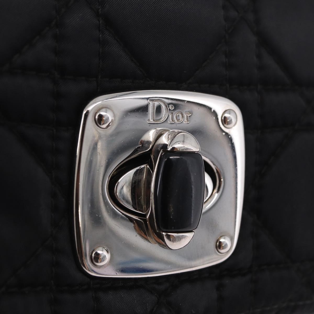 Christian Dior Chain Shoulder Bag Nylon Black Silver Auth 203219