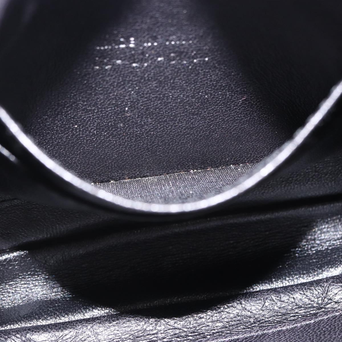 Christian Dior Chain Shoulder Bag Nylon Black Silver Auth 203219