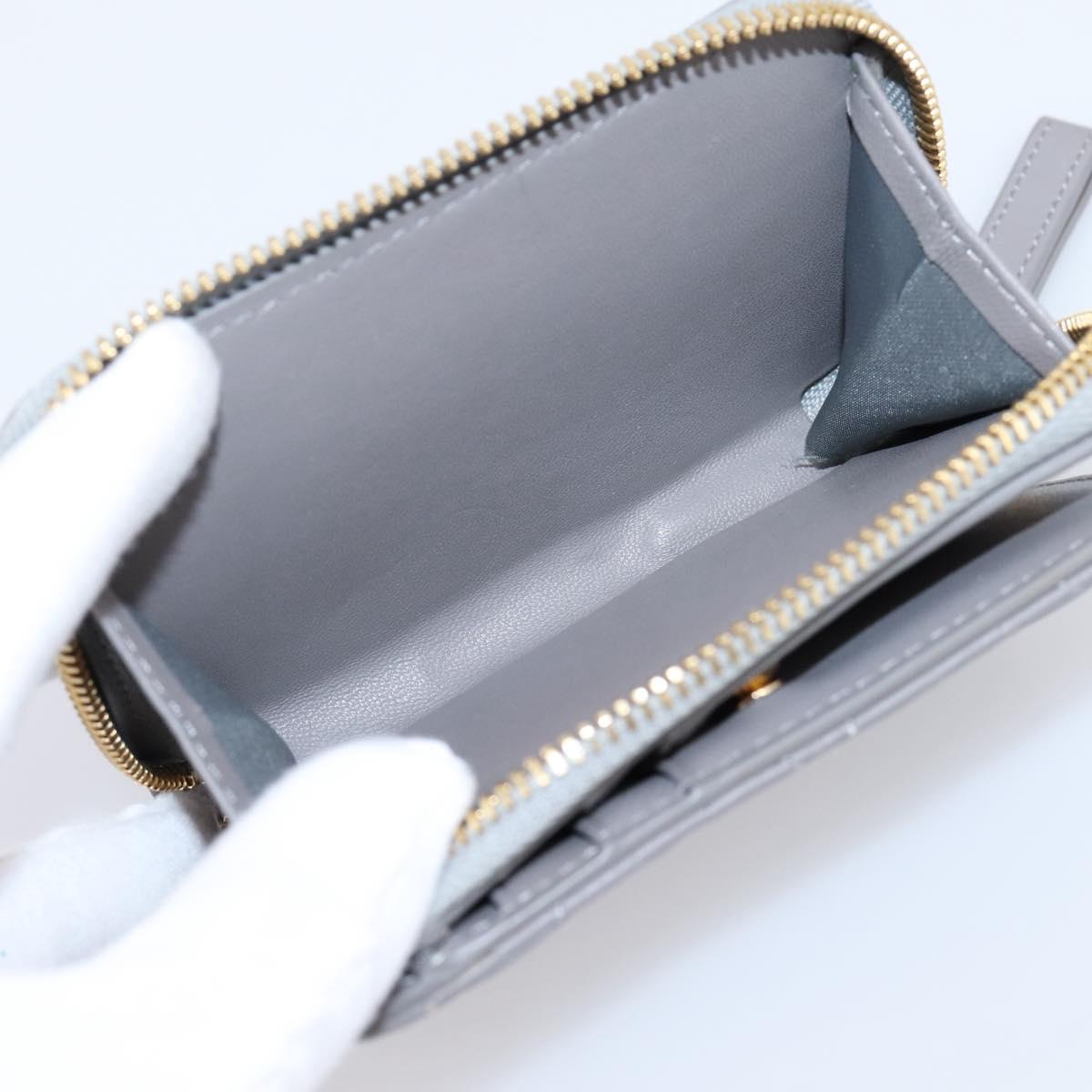 Christian Dior Caro Bifold Wallet Leather Gray Gold Auth 203223M