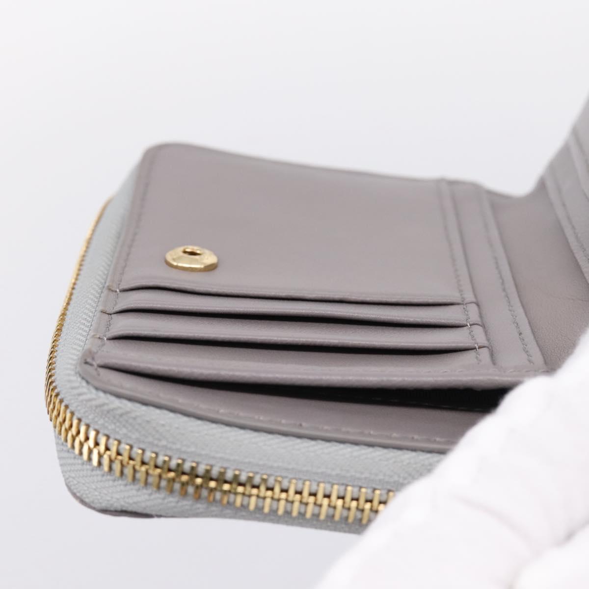 Christian Dior Caro Bifold Wallet Leather Gray Gold Auth 203223M