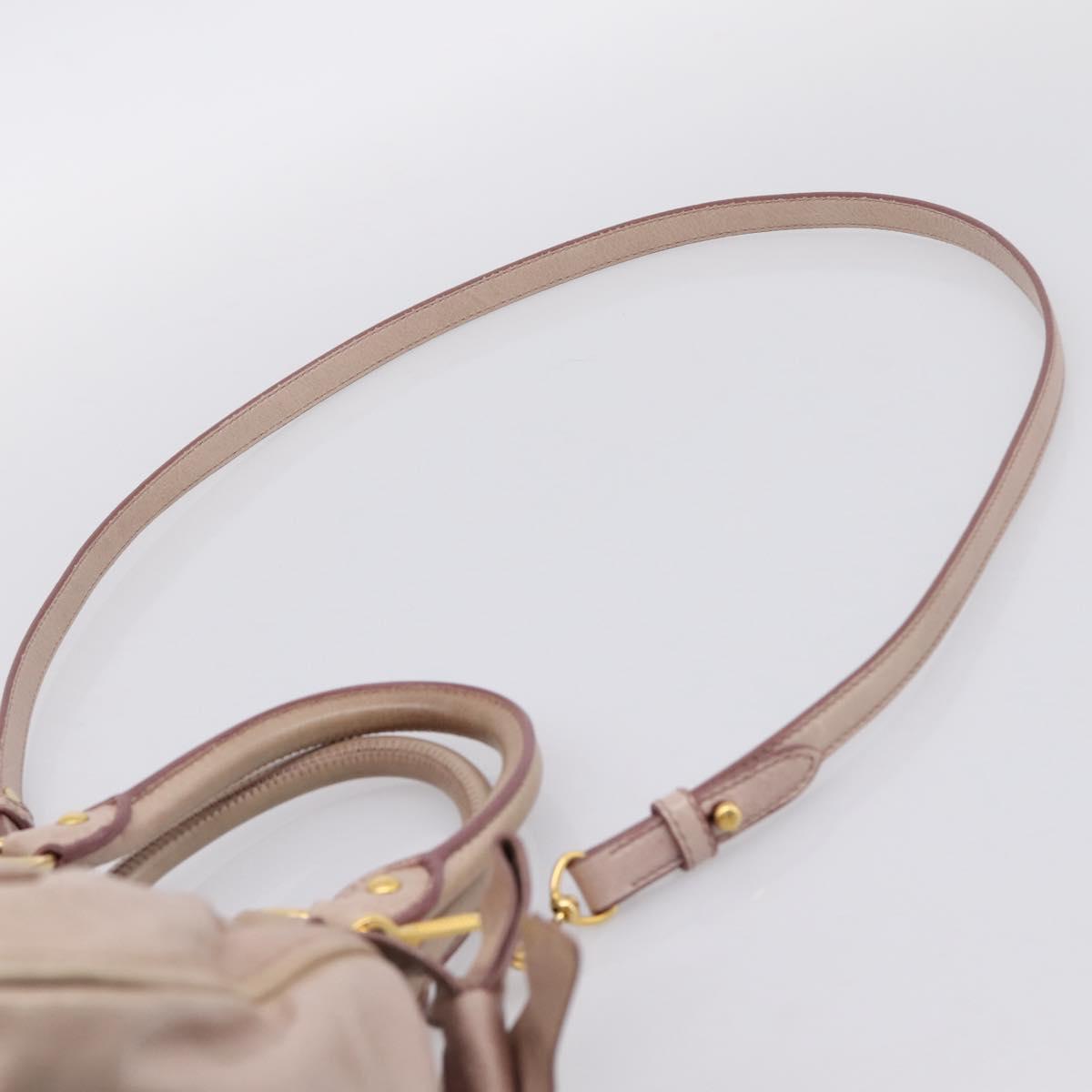 Miu Miu Hand Bag Leather 2way Beige Gold Auth 203225M