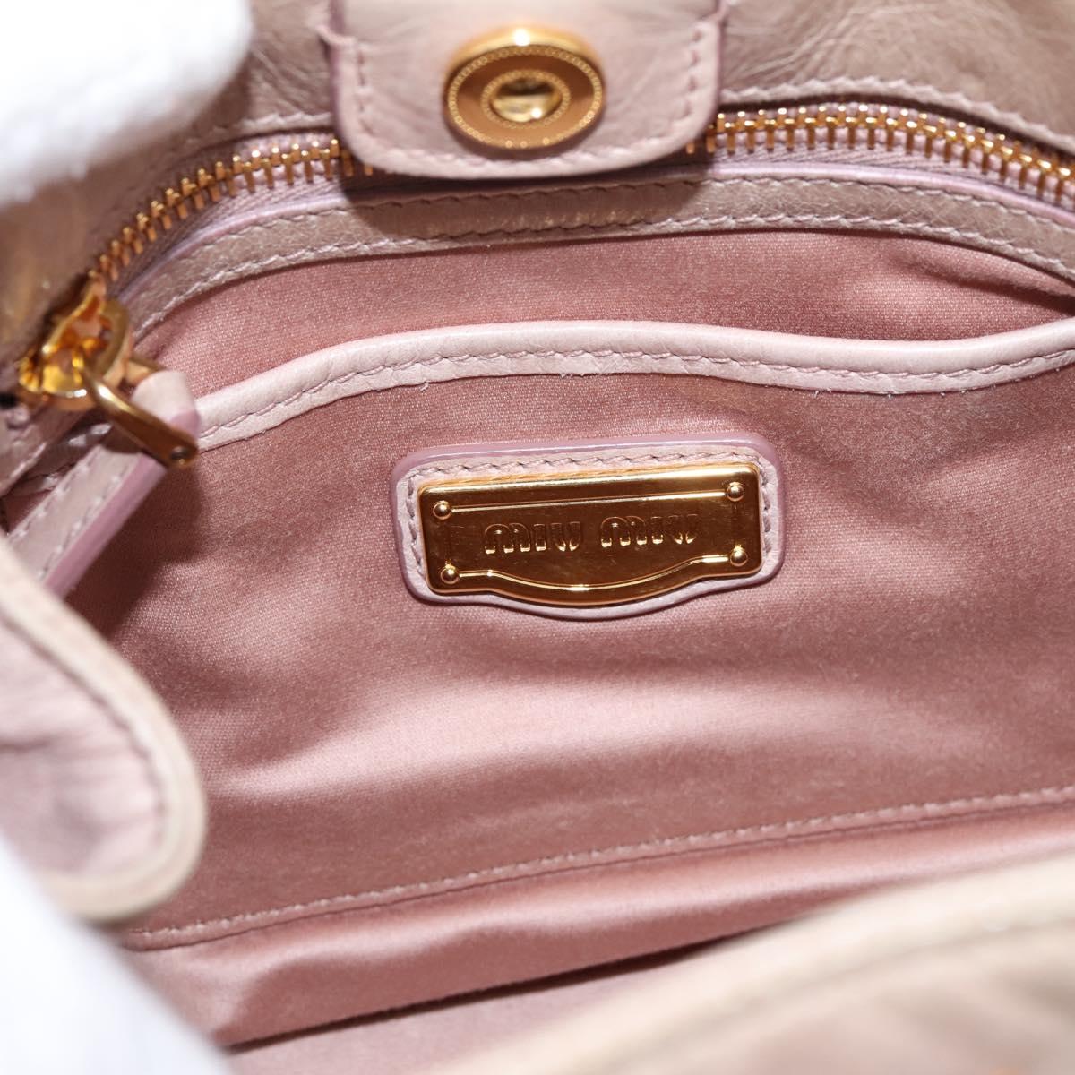 Miu Miu Hand Bag Leather 2way Beige Gold Auth 203225M