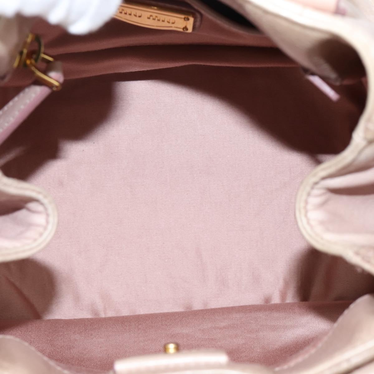 Miu Miu Hand Bag Leather 2way Beige Gold Auth 203225M