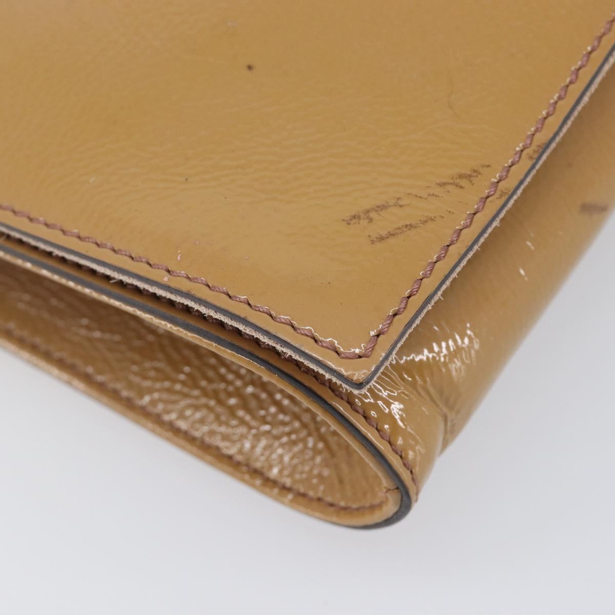 GUCCI Soho Clutch Bag Patent Leather Beige Gold 336753 Auth 203226
