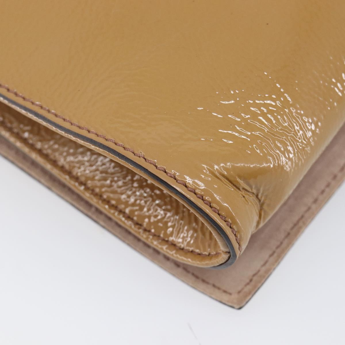 GUCCI Soho Clutch Bag Patent Leather Beige Gold 336753 Auth 203226