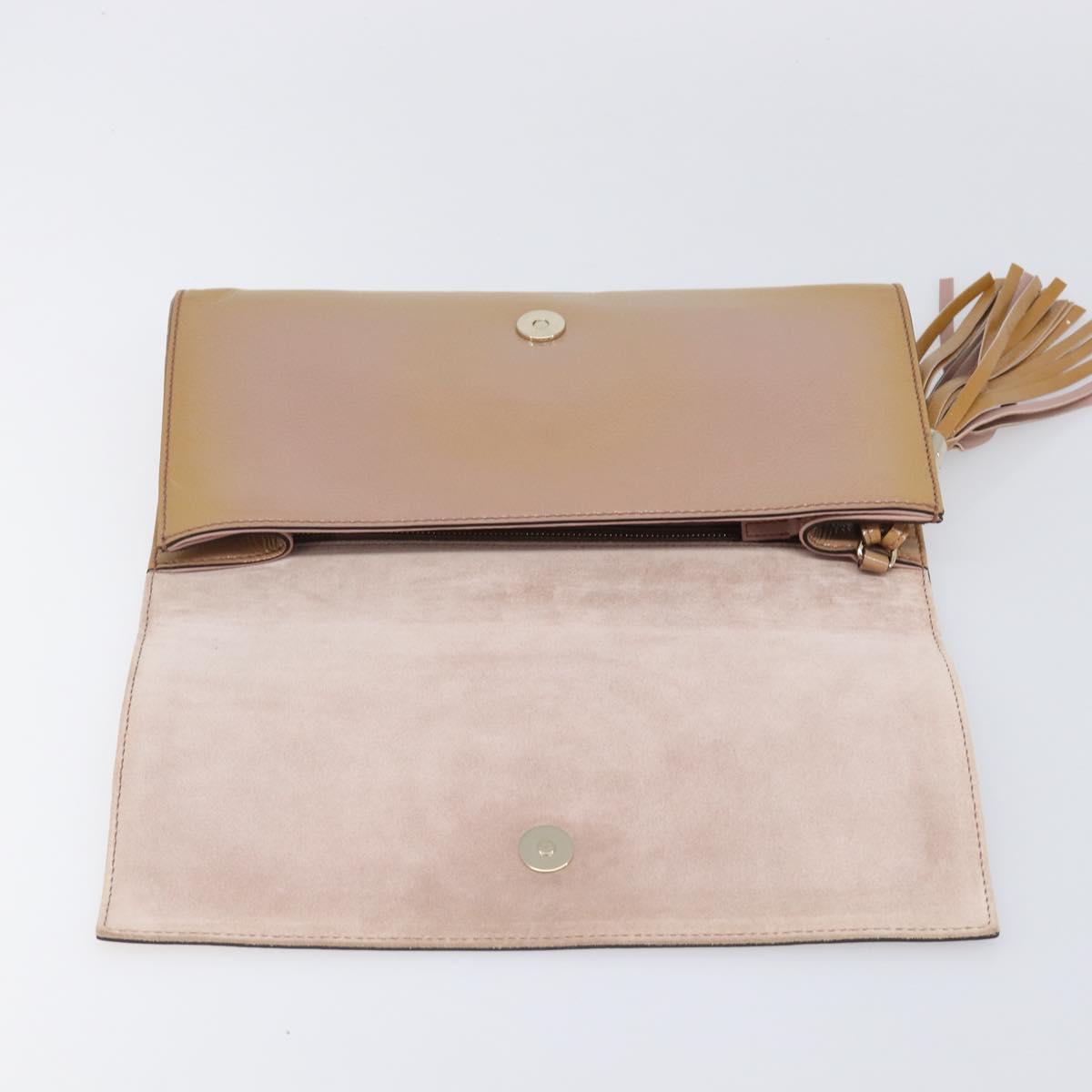 GUCCI Soho Clutch Bag Patent Leather Beige Gold 336753 Auth 203226