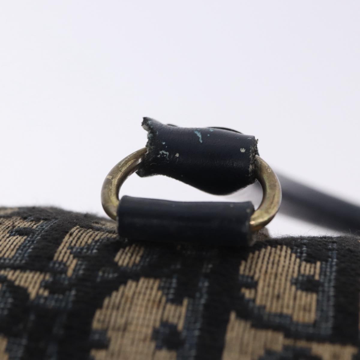 Christian Dior Trotter Canvas Hand Bag Navy Gold Auth 203227