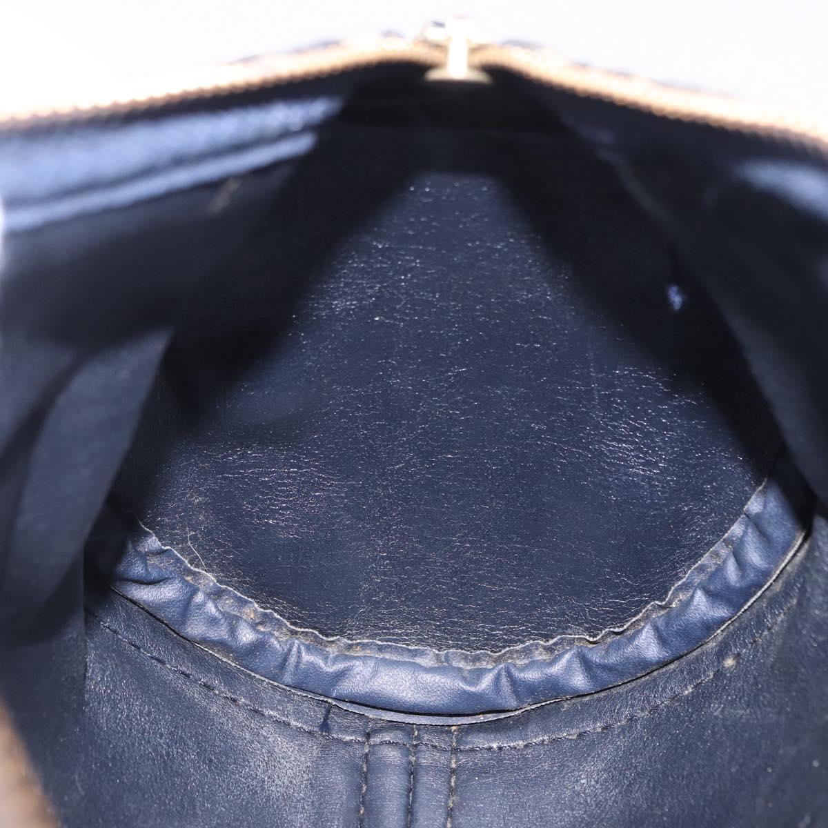 Christian Dior Trotter Canvas Hand Bag Navy Gold Auth 203227