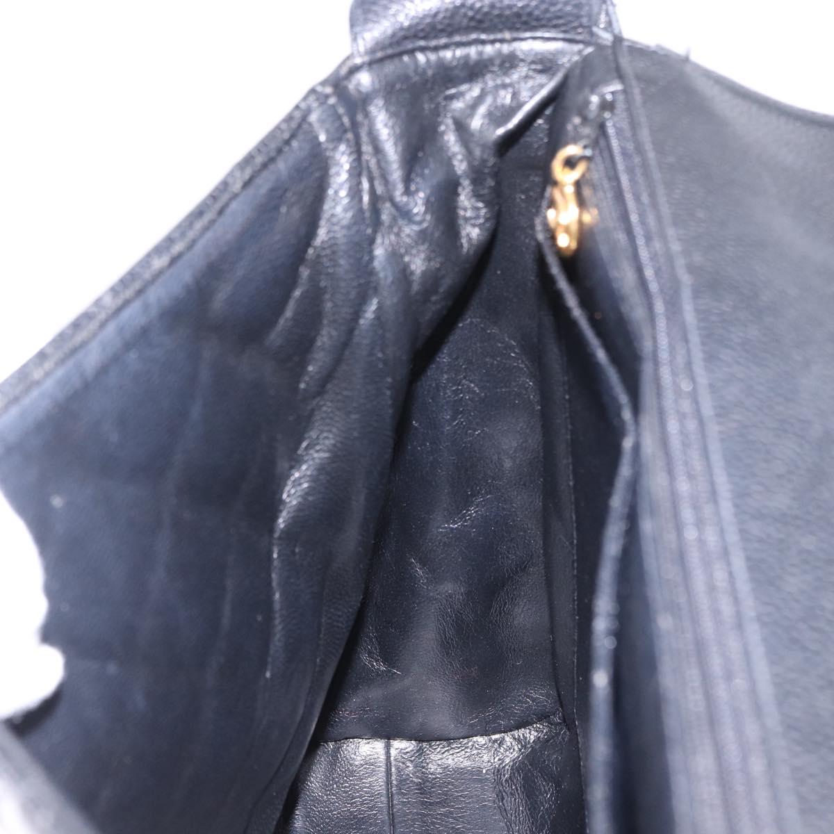 CHANEL Matelasse Turn Lock Shoulder Bag Caviar Skin Black Gold CC Auth 203228V