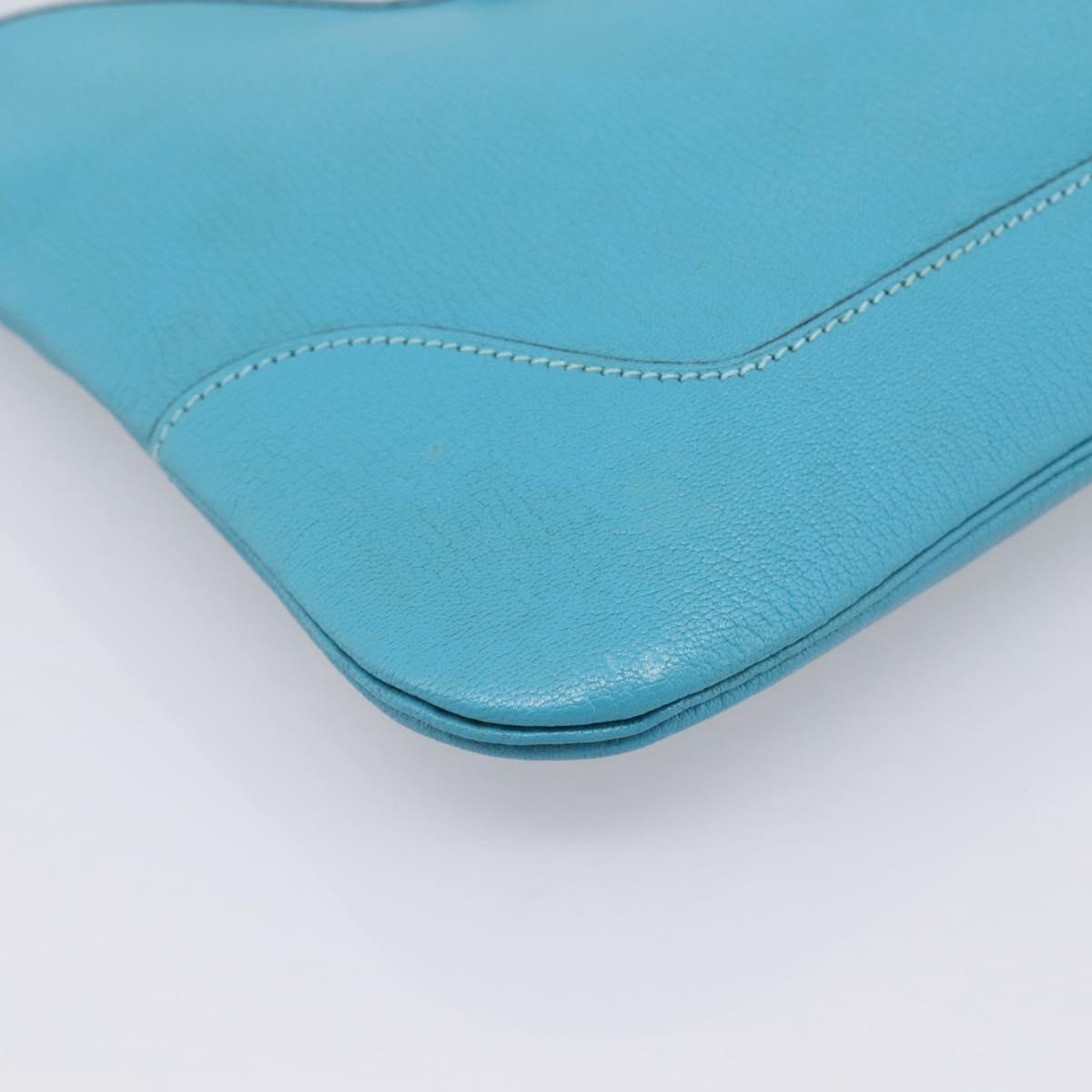 HERMES Trim 31 Shoulder Bag Leather Light Blue Silver Auth 203229V