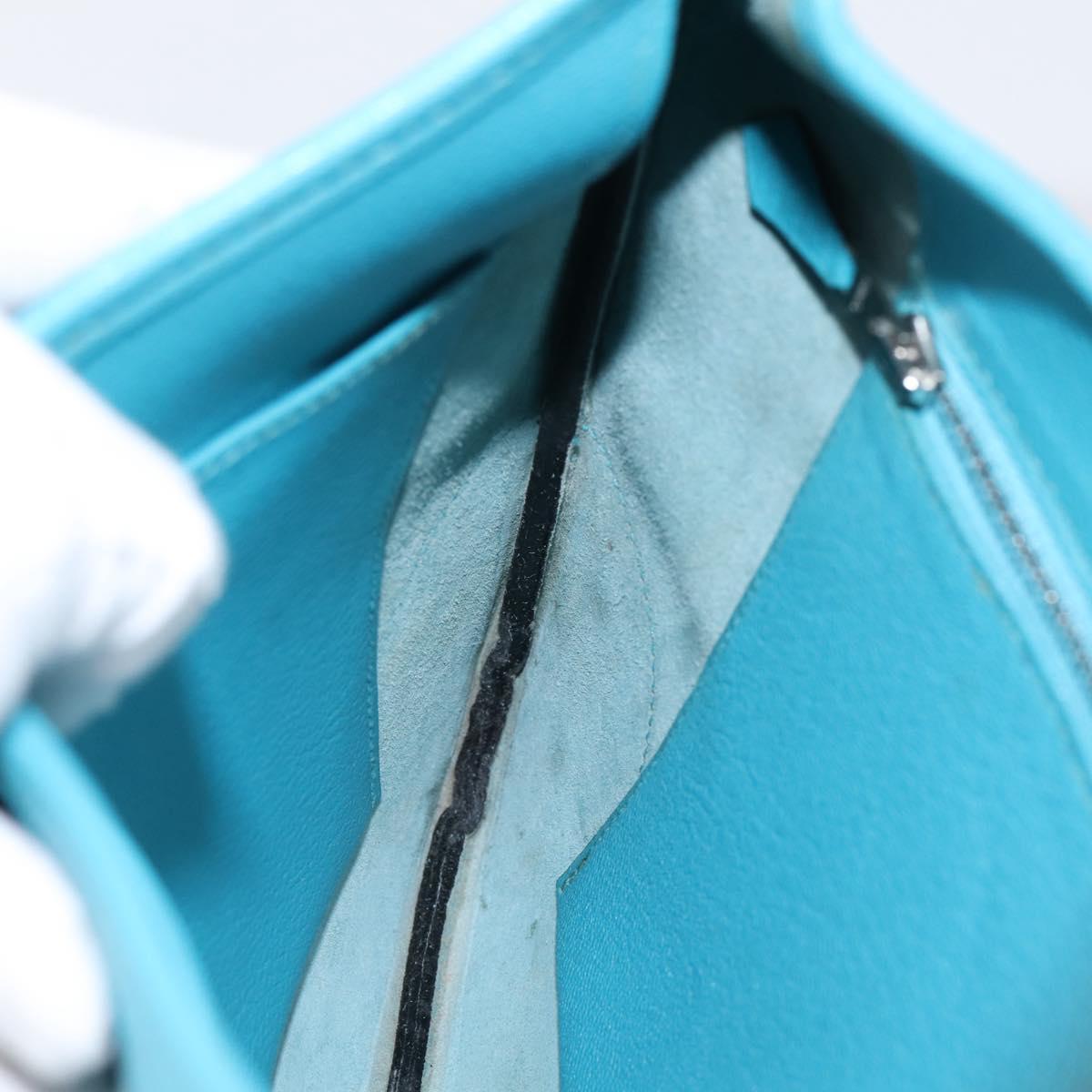 HERMES Trim 31 Shoulder Bag Leather Light Blue Silver Auth 203229V