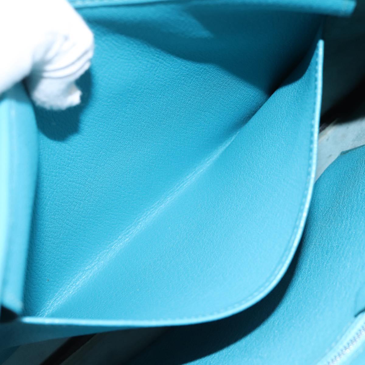 HERMES Trim 31 Shoulder Bag Leather Light Blue Silver Auth 203229V