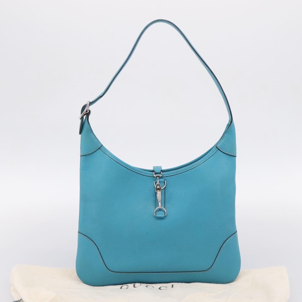 HERMES Trim 31 Shoulder Bag Leather Light Blue Silver Auth 203229V