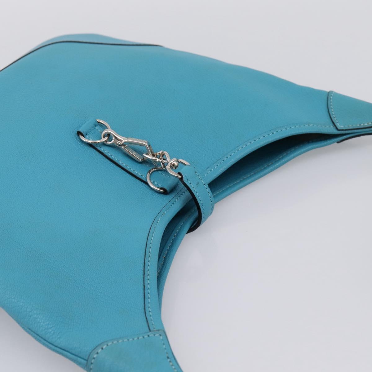 HERMES Trim 31 Shoulder Bag Leather Light Blue Silver Auth 203229V